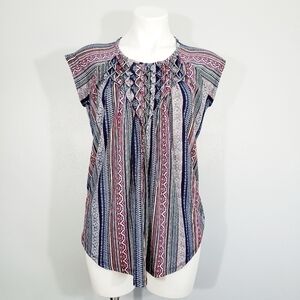 NWT Premise Multi Color Geometrical Shapes Work Office Blouse